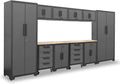 Torin Garage Storage System Heavy Duty 12Pcs Metal Organization Workbench，Wall, 4-Drawers Rolling Cabinet, Black/Grey