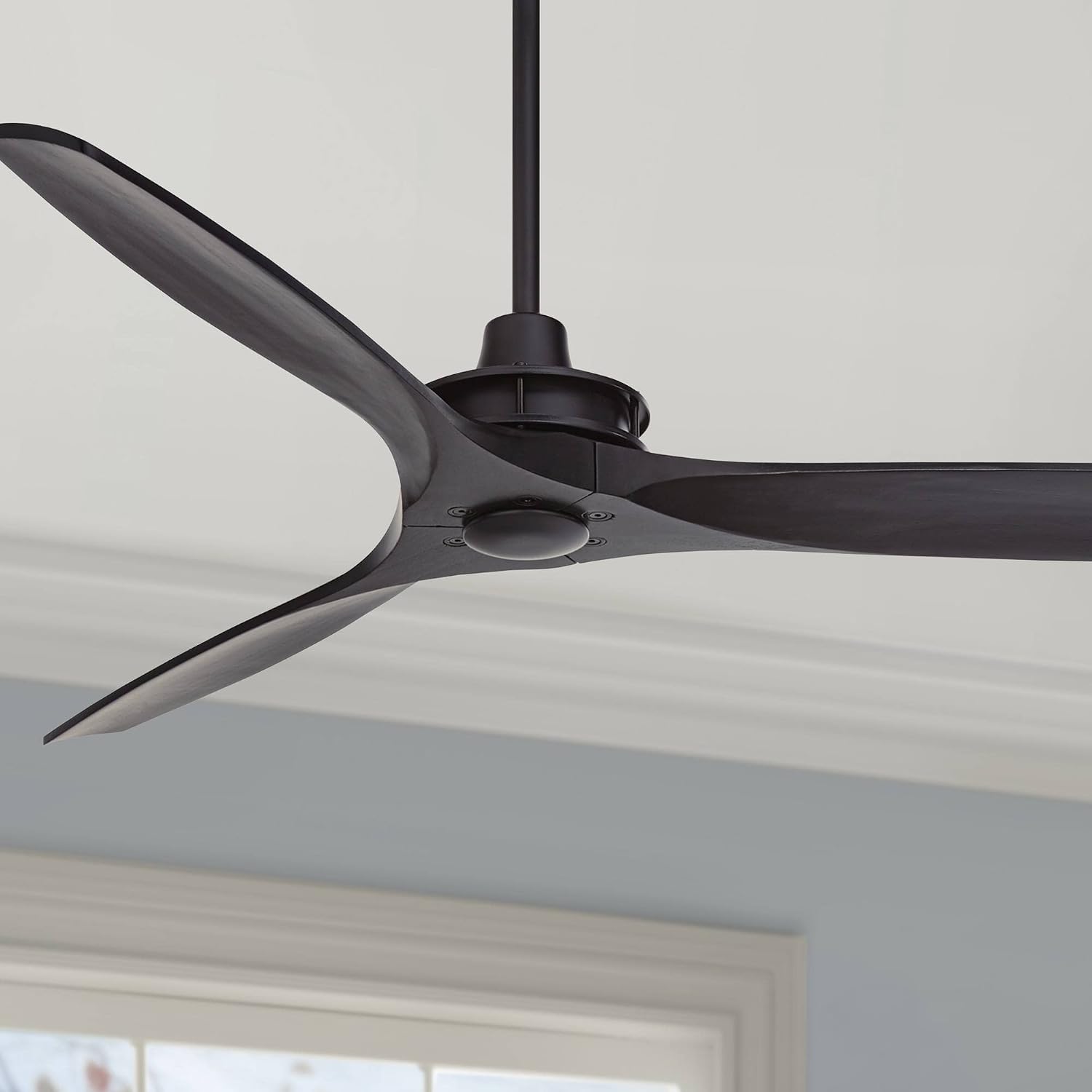 Casa Vieja 52' Windspun Modern Indoor 3 Ceiling Fan with Remote Control Matte Black Solid Wood for Living Room Kitchen House Bedroom Family Dining Home Office