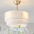 20' Boho Fandelier Ceiling Fans with Lights, Fabric Chandelier Ceiling Fan with Light Remote Control, Caged with 6 Speeds for Living Room, Bedroom, Nursery.