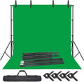 Green Screen Backdrop Stand Kit 6.5x10ft Background Support System with 6.5x10ft Backdrop with Clamps for Photoshoot Video Studio Party