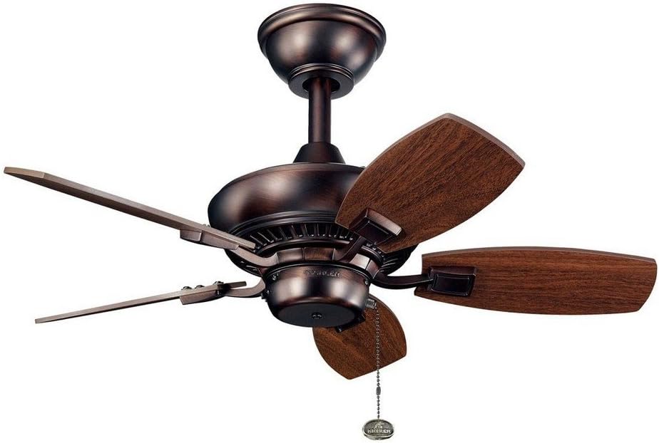 Kichler Canfield 30' Ceiling Fan in Oil Brushed Bronze, 5-Blade Indoor/Outdoor Fan with Reversible Blades, (30' W x 15' H), 300103OBB