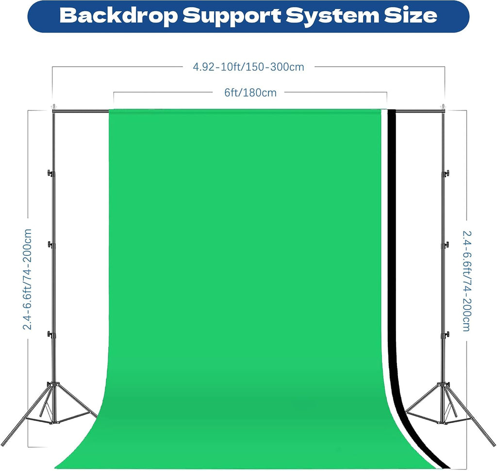 Photography Softboxes Kit with 6.6x10ft Backdrop Stands, 5 Tripod Stands, 3 Color Background Screen, Softbox with 85W Led Bulb, Photo Studio Equipment for Video Shoot, Product & Portrait