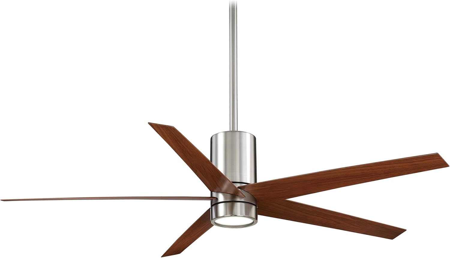 MINKA-AIRE F828-BN/DW Symbio 56' 5-Blade Ceiling Fan in Brushed Nickel Finish with Dark Walnut Blades with Etched Glass