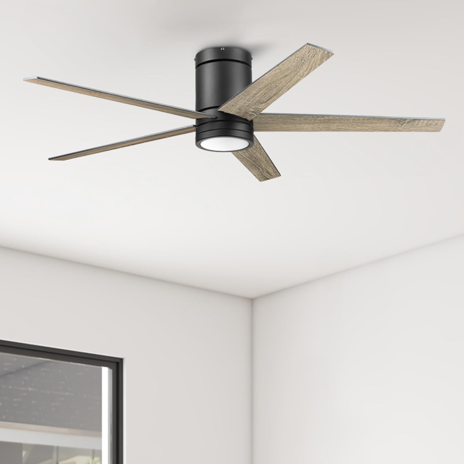 Honeywell Graceshire 52 Inch Ceiling Fan with Color Changing LED Light and Remote Control, 5 Blades, Reversible Airflow, Matte Black