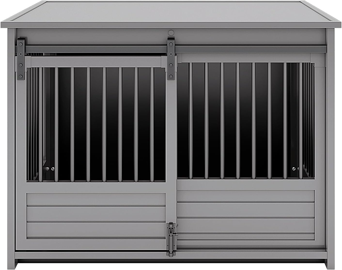 New Age Pet ECOFLEX Barn Door Dog Crate & End Table, Indoor Furniture Style Kennel for Medium & Large Dogs, Durable, Non Toxic Composite, Espresso Black, Large