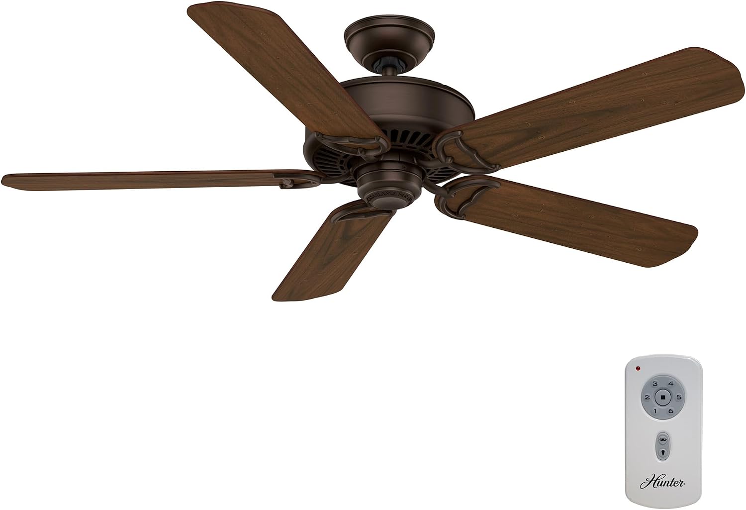 Casablanca 54 inch Indoor Ceiling Fan No Light with Remote Control - Ceiling Fan without Light, Standard Mount, 5 Blades, For Bedroom, Living Room, or Kitchen - Panama 59512, Brushed Cocoa