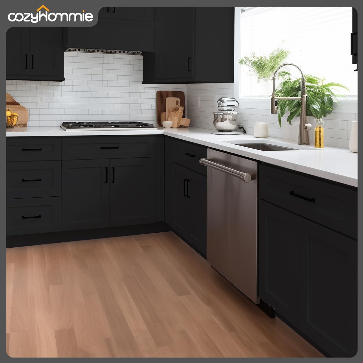 27' RTA Kitchen Sink Base Cabinet - US Standards Ready-to-Assemble Solid Wood Farmhouse Kitchen Cabinet with Soft-Close Doors - Kitchen Under Sink Storage (Charcoal Black)