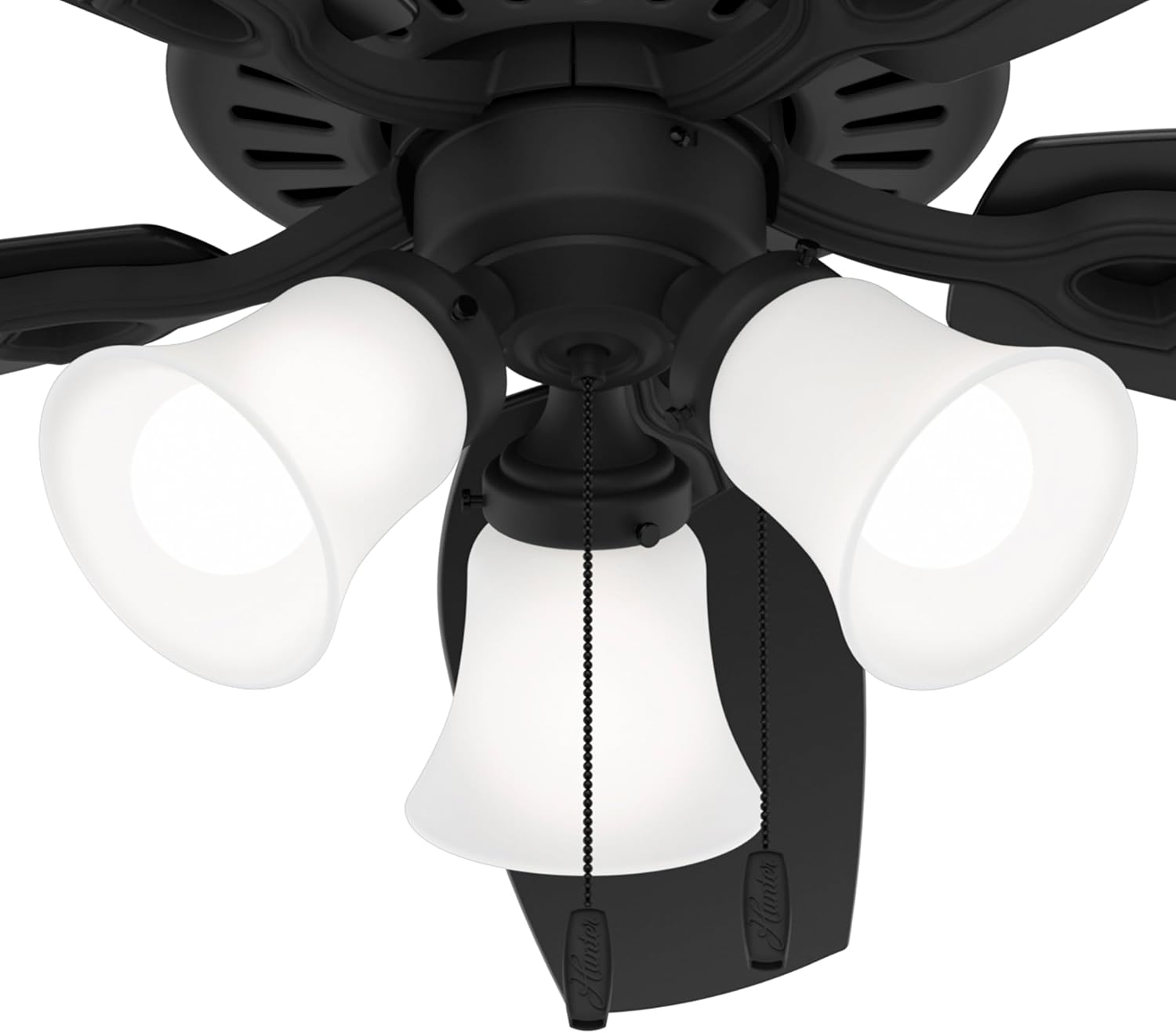 Hunter Fan 52 Inch Matte Black Indoor Ceiling fan with LED Light and Pull Chain for Bedroom, Living Room, Office, Basement, Kitchen, Dining Room (Renewed)