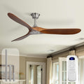 Sofucor 60 Inch Ceiling Fans No Light-Outdoor Ceiling Fan with Remote Control, Reversible DC Motor, Modern Wood Ceiling Fan Without Light for Bedroom Indoor Patios Farmhouse, Sandy Nickel&Walnut