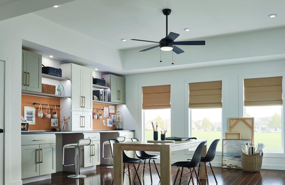 Kichler Starkk 52 in 5-Blade Ceiling Fan with LED Light, Modern Indoor Fan with Etched Cased Opal Glass in Polished Nickel, Reversible Silver and Walnut Blades, 330174PN