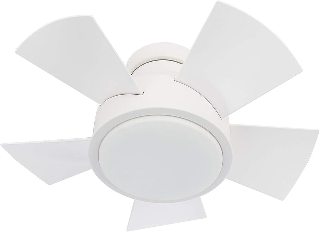 Modern Forms Vox 26 in Smart Indoor and Outdoor Smart Flush Mount Ceiling Fan in Matte White with Remote Control 3000K
