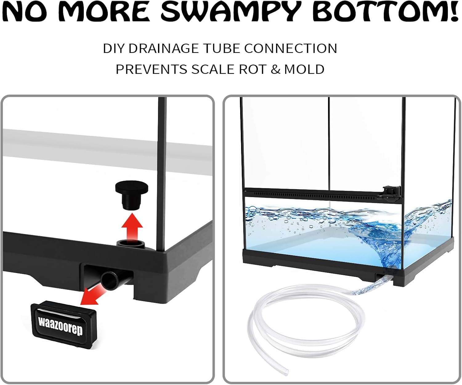 15 Gallon Tall Reptile Glass Tank 12'x12'x24' with Drainage System - Pre-Assembled Vertical Reptile Cage for Arboreal Geckos,Chameleon,Lizard,Tree Frog and Snake with Terrarium Decoration