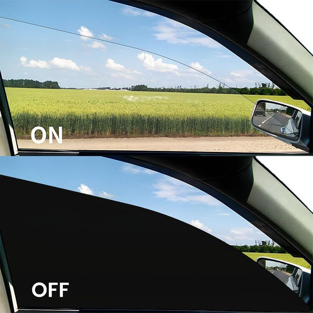 4PCS Black Separate Control, Electric Control Automotive Window Film, Car Window Tint, Instant Privacy & UV Protection, Frosted to Clear Switching, DIY Kit for Car Side Windows