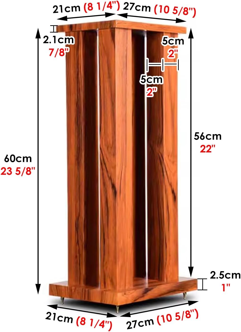 Speaker Stand 24inch Heavy Duty Wood Speaker Stands Pair Bookshelf, Universal Studio Monitor Holder for Satellite Speakers, Home Theater/Living Room Use(Brown)