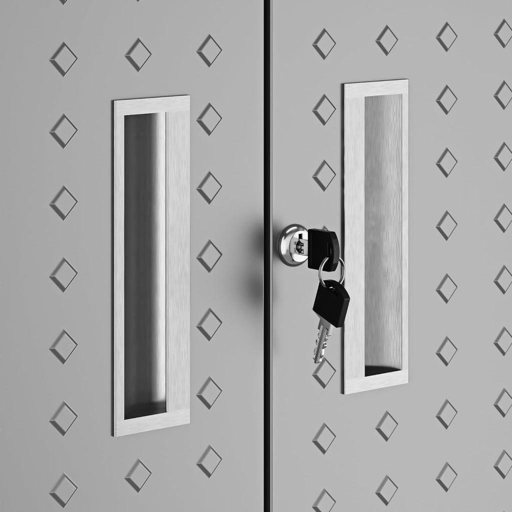 Manhattan Comfort Fortress Floating Storage Cabinet, Modern Stainless-Steel Garage Cabinet, Grey