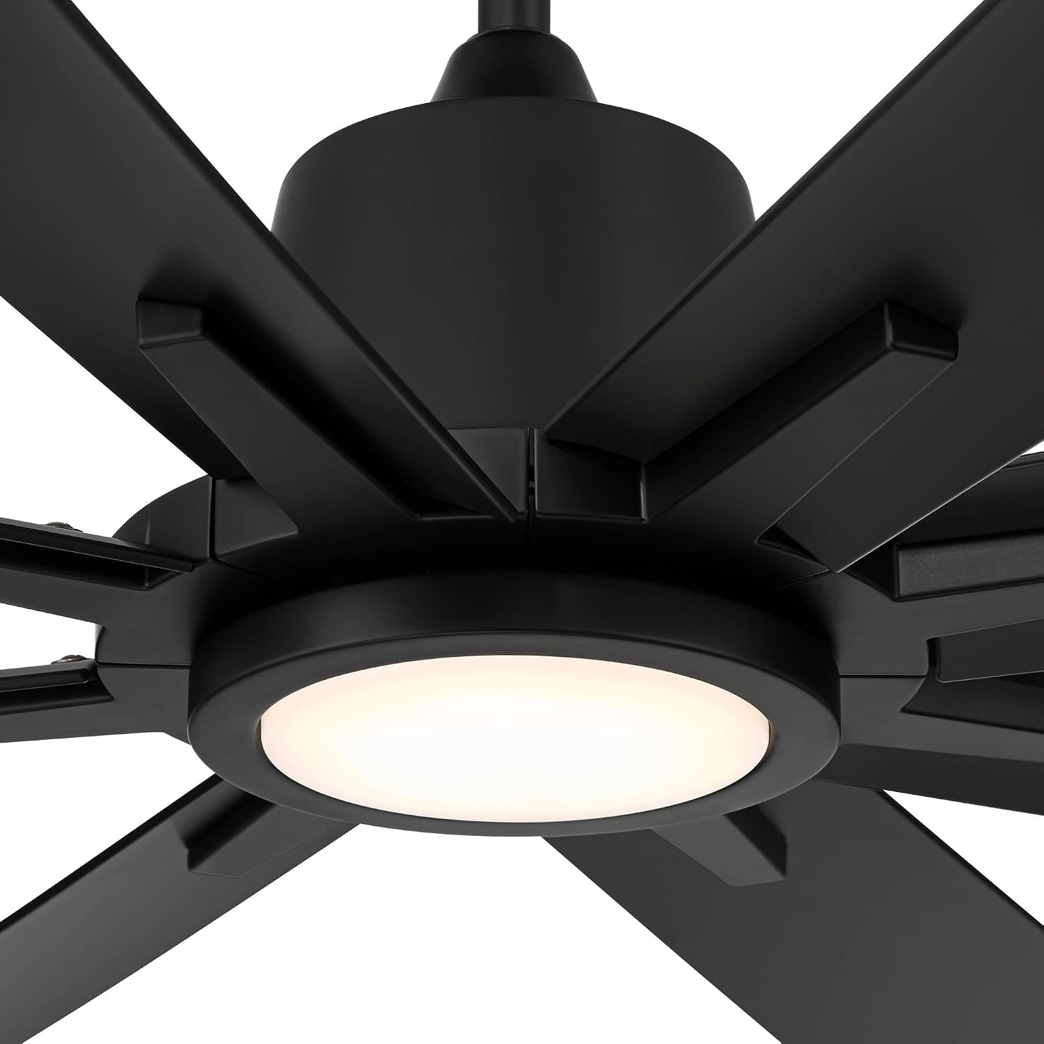 Casa Vieja 54' Inspirit Modern Indoor Outdoor Ceiling Fan 8 Blade LED Light Remote Control Matte Black Finish Blades Bedroom Patio Living Room Kitchen Damp Rated Decorative DC Motor Garage Exterior