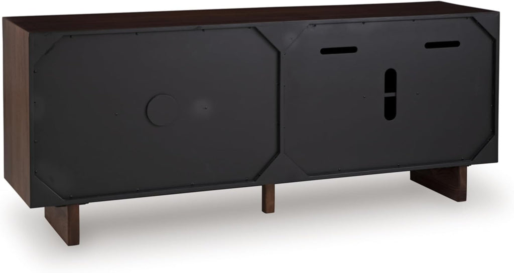 Signature Design by Ashley Welby Accent Cabinet, 71' Live Edge Storage Cabinet, Crafted with Acacia Wood, Acacia Veneer and Engineered Wood, Modern TV Stand Console, Brown/Charcoal