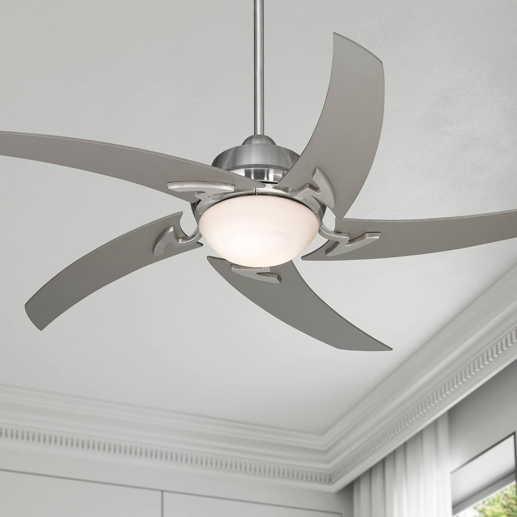 Casa Vieja 52' Capri Modern Indoor Ceiling Fan with LED Light Remote Control Brushed Nickel Silver White Opal Glass for Living Kitchen House Bedroom Family Dining Home Office Kids Room - 6' Downrod