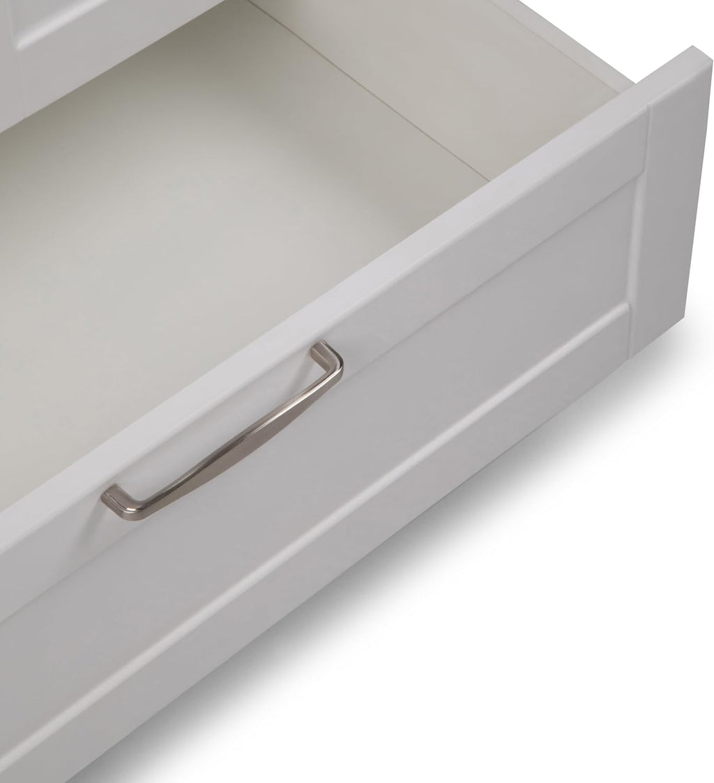 SIMPLIHOME Reed All-in-One 28 inch Wide Utility Sink and Laundry Cabinet in Pure White Finish, Transitional Stainless Steel Sink Cabinet for Laundry Rooms with High-Arch Chrome Faucet and Storage