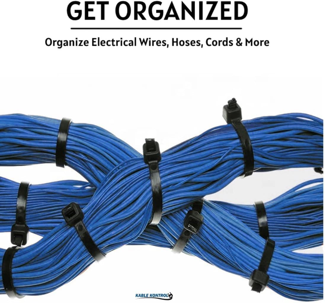 Kable Kontrol Cable Zip Ties Black 40,000 Pcs 4 Inch, 18 Lbs Tensile Strength, Bulk Pack, Self-locking UV Resistant Plastic Nylon Wire Ties, for Indoor or Outdoor Use