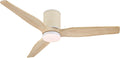 LEDLUX 52' Ceiling Fan with Light - Low Profile Flush Mount Ceiling Fan, 6-Speed Remote Control, Solid Wood, Quiet Reversible DC Motor, Boho Style, for Bedroom, Living Room, Porch, Light Oak/White
