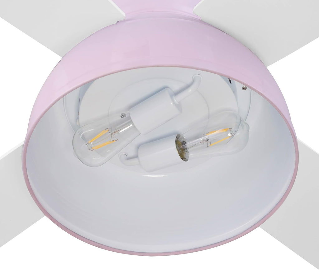 Prominence Home Edora, 52 Inch Industrial Style Flush Mount LED Ceiling Fan with Light, Remote Control, 4 Modern Blades, Reversible Motor - 51674-01 (Peony Pink)
