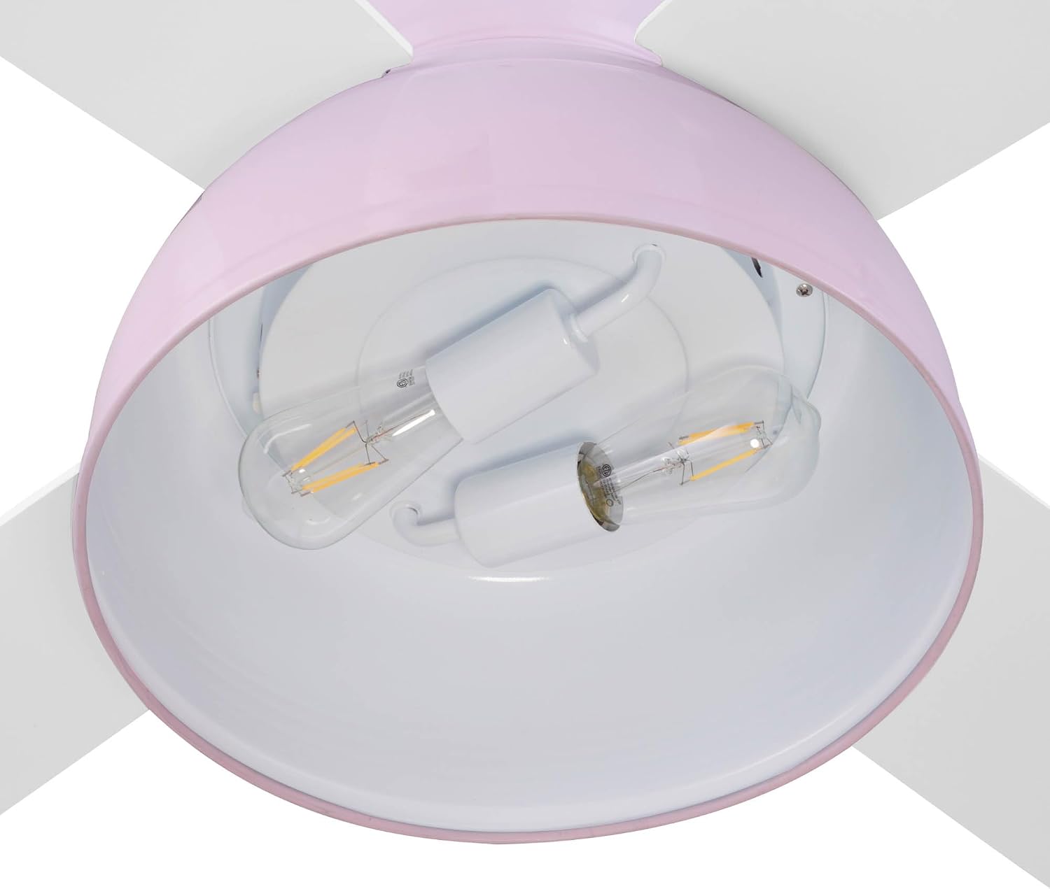 Prominence Home Edora, 52 Inch Industrial Style Flush Mount LED Ceiling Fan with Light, Remote Control, 4 Modern Blades, Reversible Motor - 51674-01 (Peony Pink)