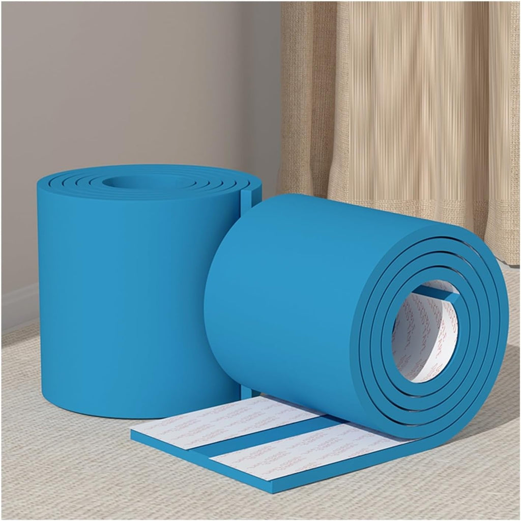 Self-Adhesive 20CM Wide Edge Corner Protector - Soft Rubber Foam Safety Strips for Tables, Chairs, Cabinets & Window Sills - 10M Blue Padding for Furniture Protection