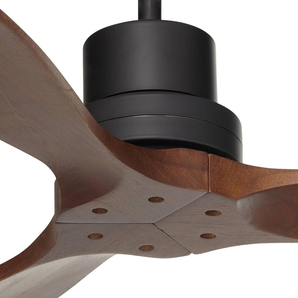 Casa Vieja 52' Delta-Wing DC Modern Industrial Indoor Outdoor Ceiling Fan with Remote Control Matte Black Dark Walnut Damp Rated for Cottage Core Living Room Patio Exterior Home Includes 6' Downrod
