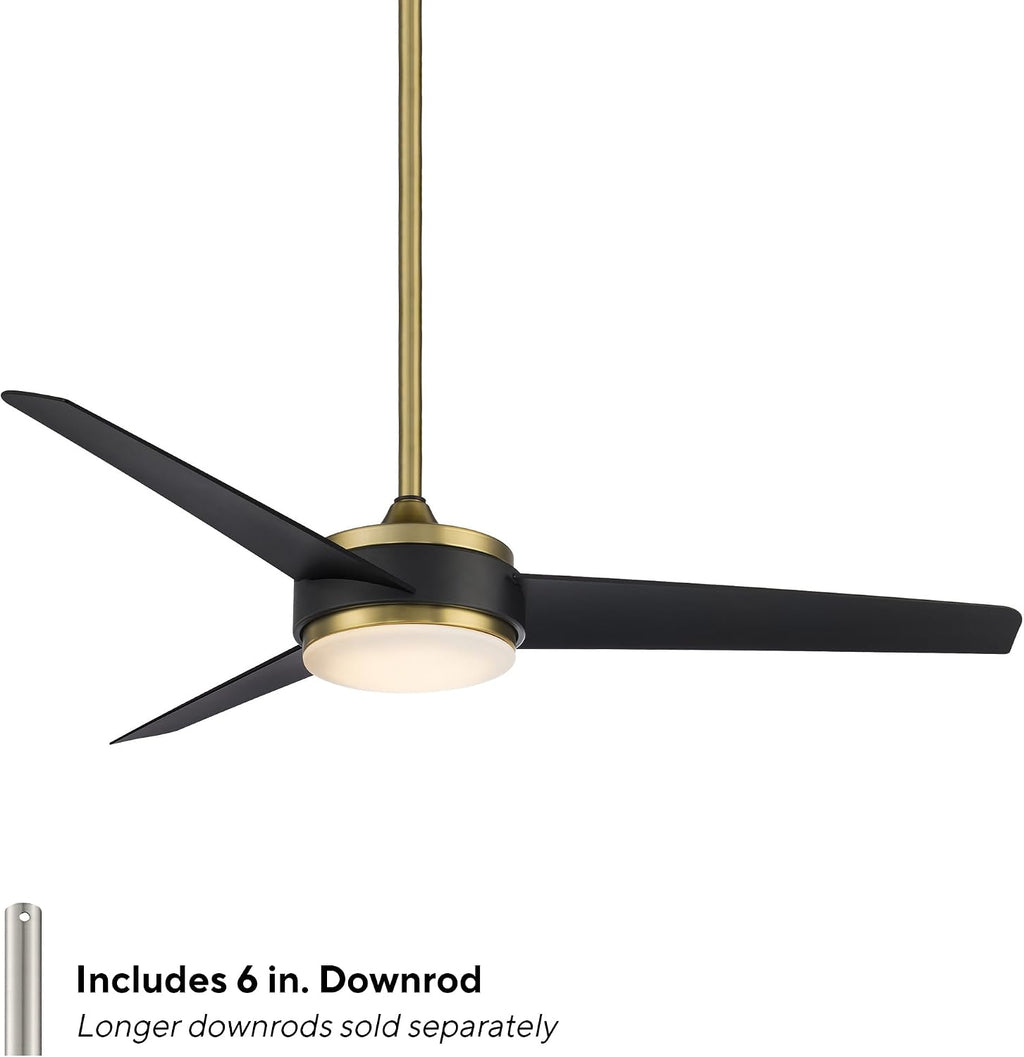 WAC Lighting F-054L-SB/MB Mod 54' Outdoor Ceiling Fan with LED Lights & Remote, Satin Brass/Matte Black