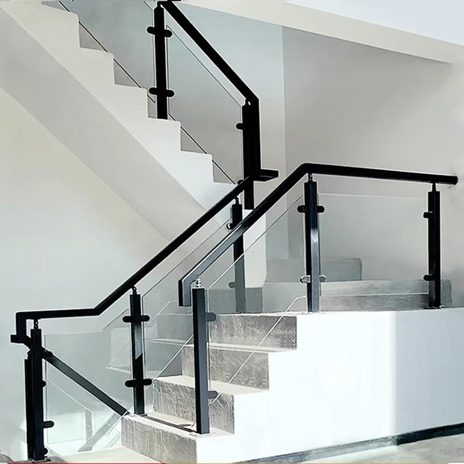 1 2 4 5 6 Pack Glass Balustrade Post 36in, Stainless Steel Pool Fence Railing Post Clamp for Platform Loft Stairs, Wood/Concrete Floor Mounting (Color : Sapphire, Size : 3pack)