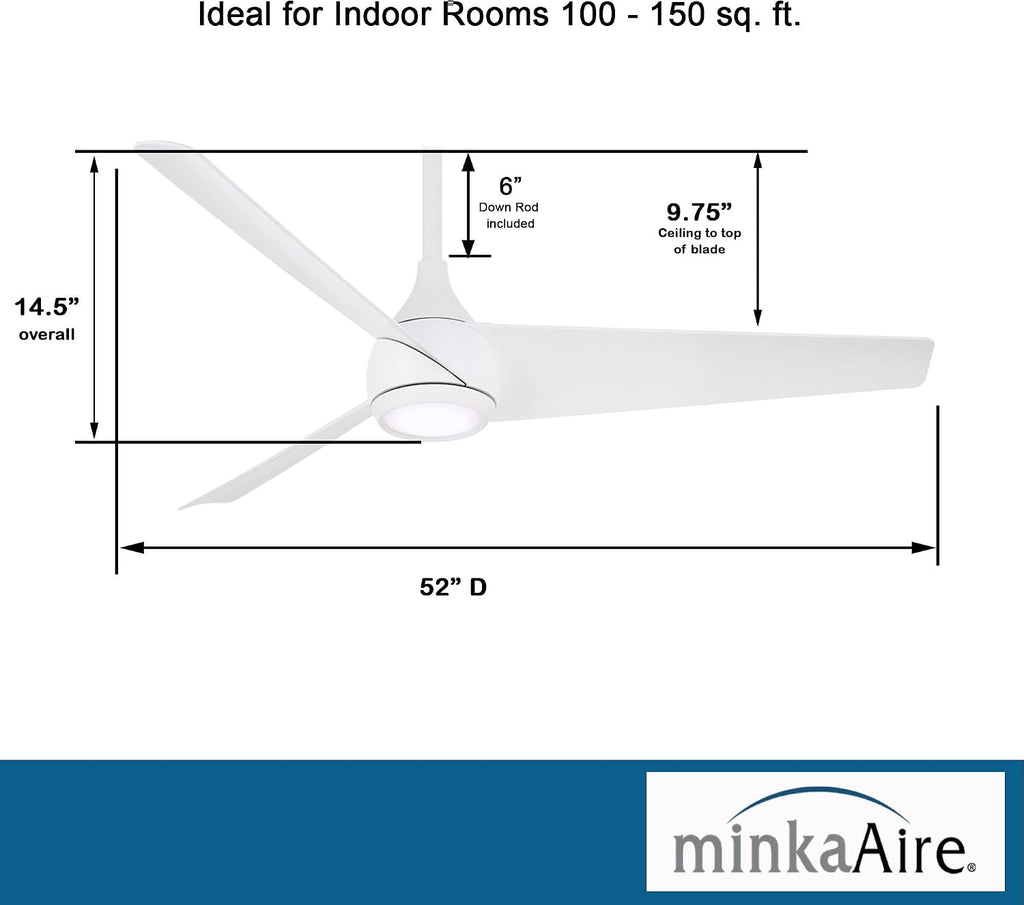 Minka-Aire F678L-WHF Twist 52' Ceiling Fan, Flat White
