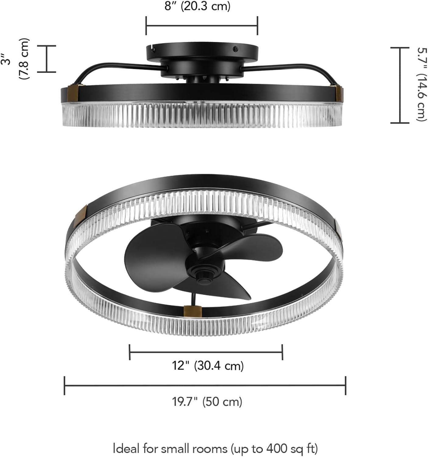 Globe Electric 37000113 20' Ceiling Fan with LED Light, Remote Control, WhisperQuiet DC Motor, 6 Speeds, Matte Black