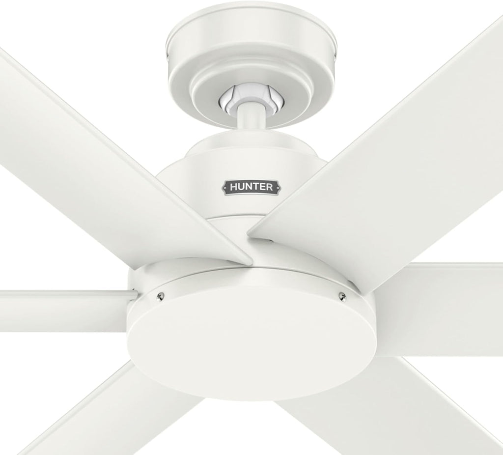 Hunter Fan 52 inch Ceiling Fan with No Light, Outdoor or Indoor White Ceiling Fan for Porch, Living Room, Office, Kitchen, Garage, 6 Blades (Renewed)
