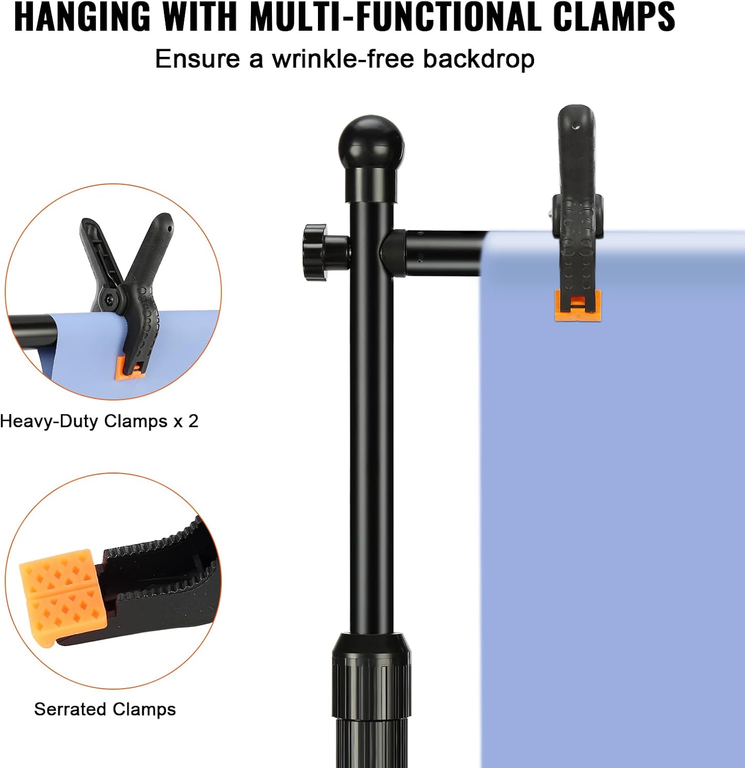 Happybuy 10ft x 10ft Pipe and Drape Kit, Heavy Duty Backdrop Stand with Carbon Steel Base, Adjustable Support with 6 Clamps and Carry Bag for Weddings, Parties, Events, Photography, Exhibition