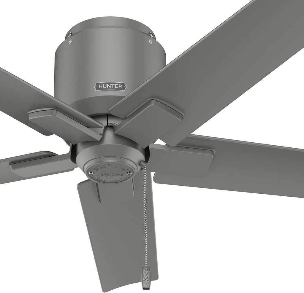 Hunter Fan 44 inch Ceiling Fan with Pull Chain and No Light, Outdoor or Indoor Matte Silver Ceiling Fan for Porch, Living Room, Office, Kitchen, Garage (Renewed)