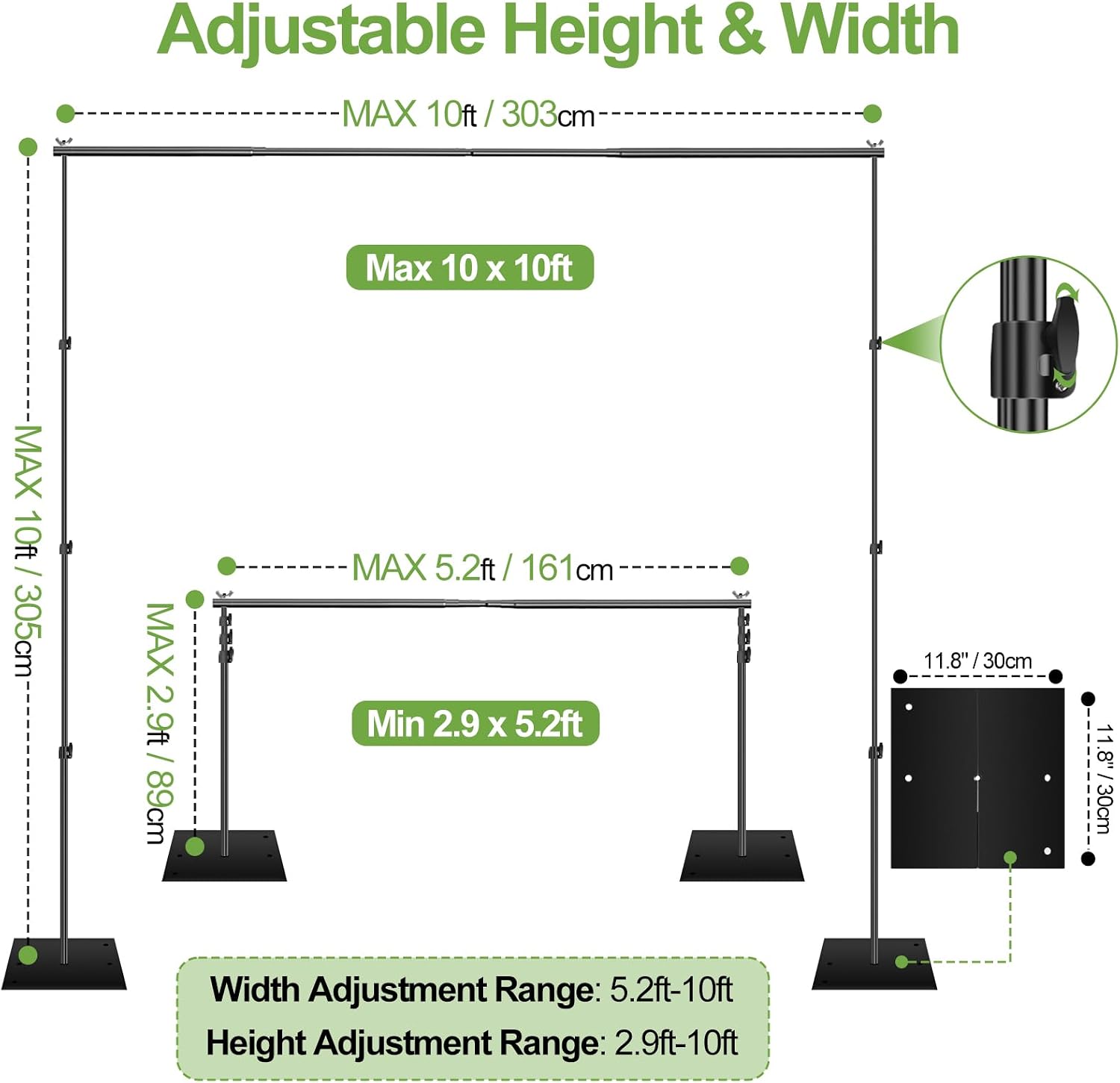 FUDESY 10x10ft Heavy Duty Backdrop Stand with 10-Pack Spring Clamps