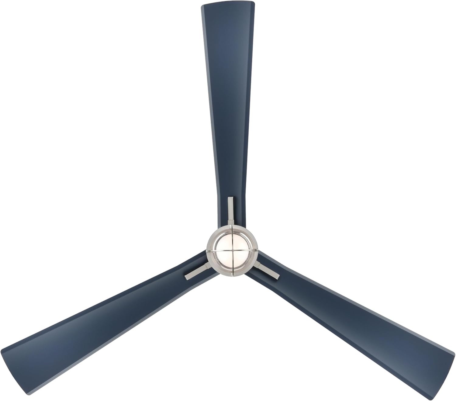 MINKA-AIRE F768L-BNW/NVY Nauticus 65' 3-Blade LED Smart Indoor/Outdoor Ceiling Fan in Brushed Nickel Wet and Navy Blades with Clear Glass