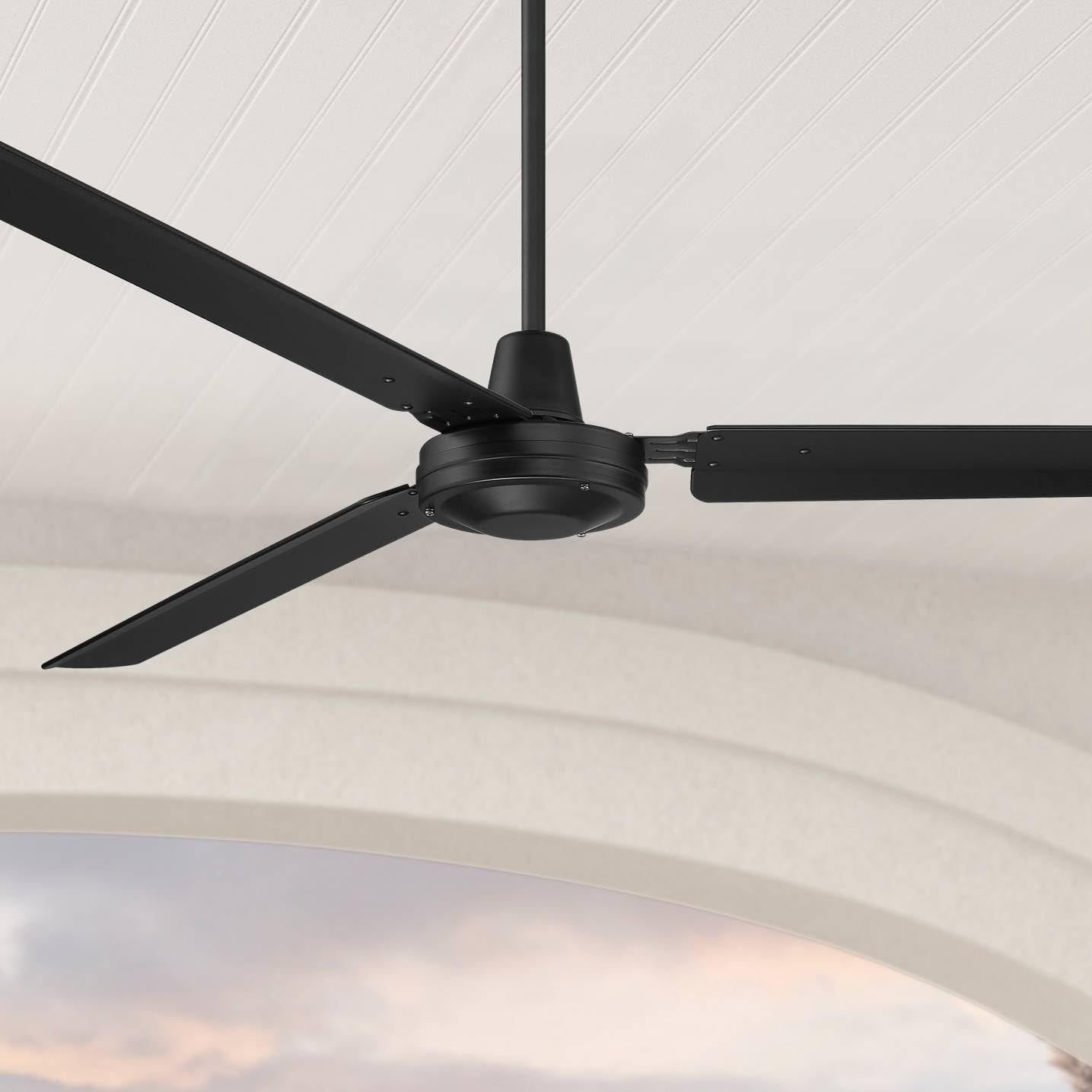 Casa Vieja 72' Casa Velocity Large Modern Industrial Indoor Outdoor Ceiling Fan 3 Blade Wall Control Matte Black Finish Metal Blades Bedroom Living Room Kitchen Garage Damp Rated With 6' Downrod