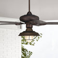 Casa Vieja 52' Orb Modern Industrial Indoor Outdoor Ceiling Fan with LED Light Oil Rubbed Bronze Brown Frosted Glass Cage Wet Rated for Patio Exterior House Porch Gazebo Garage Barn