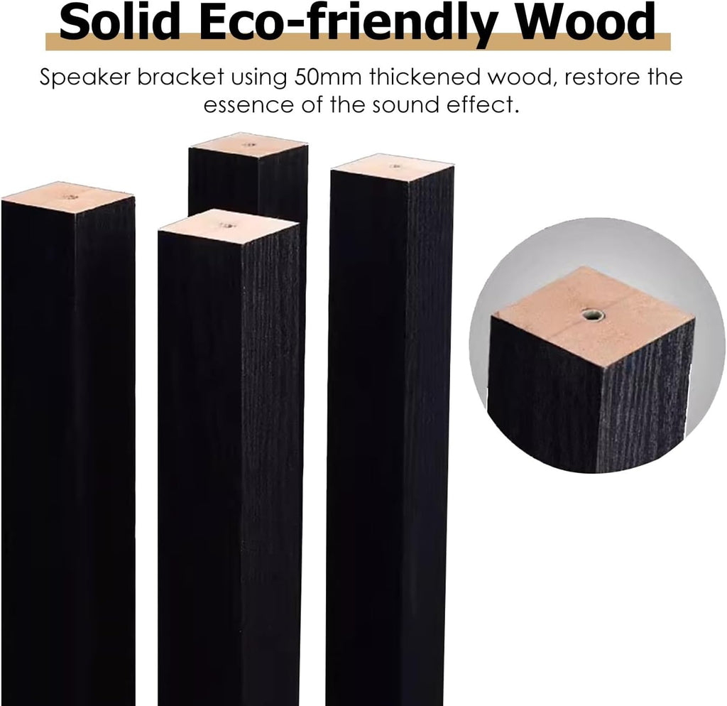 Speaker Stand 24inch Heavy Duty Wood Speaker Stands Pair Bookshelf, Universal Studio Monitor Holder for Satellite Speakers, Home Theater/Living Room Use(Black)