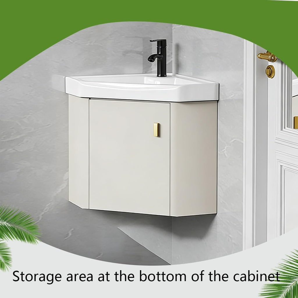 Modern Corner Bathroom Vanity，Freestanding Bathroom Vanity with Sink Set，Bathroom Sink Cabinet Easy-to-Clean，for Guest Baths Master Suites(22in)