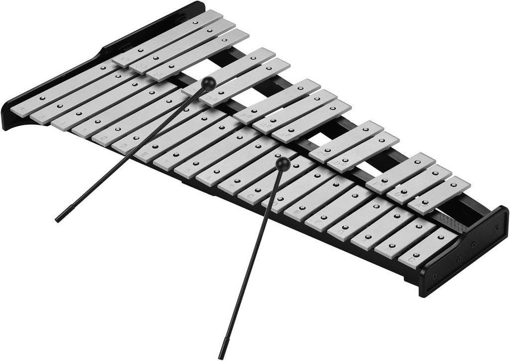 32 Note Glockenspiel Bell Kit Wooden Base Aluminum Bars Percussion Instrument with Bag for Adults with Mallets