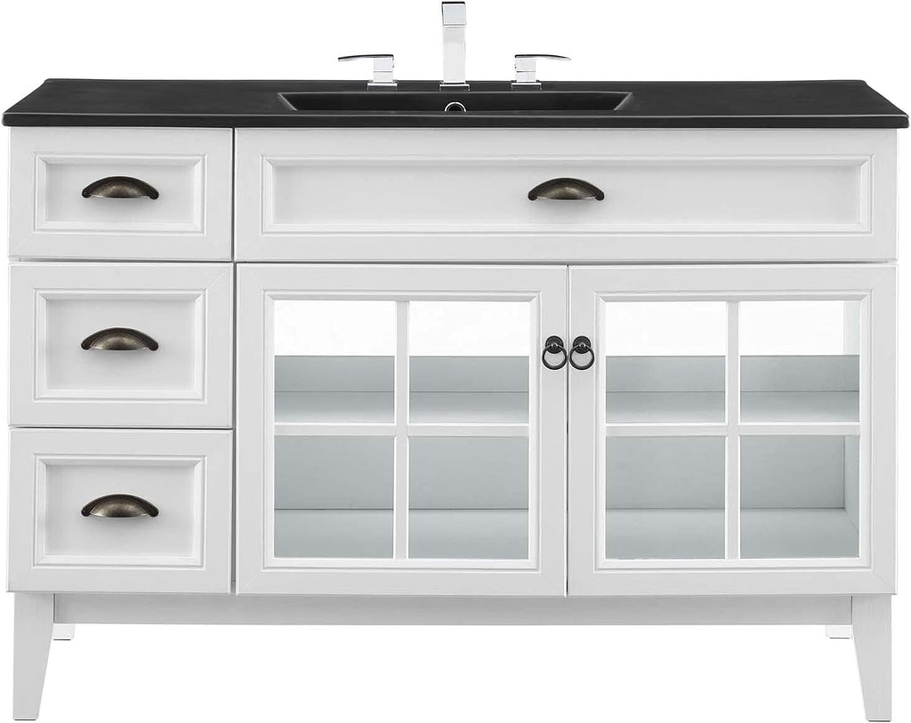 Sink Vanity Cabinet, Wood, White Black, Modern Contemporary, Hotel Bedroom Bathroom Master Suite