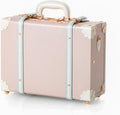 COTRUNKAGE 16' Carry On Suitcase Cute Pu Overnight Vintage Trunk Luggage Bag for Women with Combination Locks, Cherry Pink