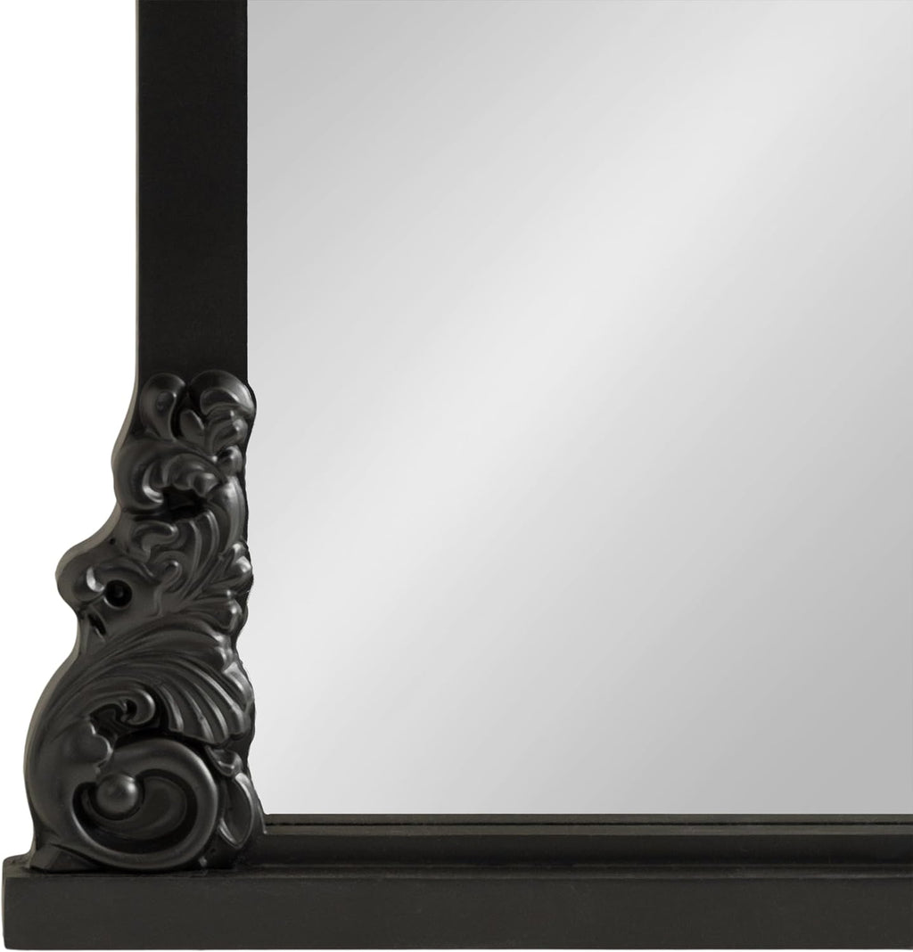 Kate and Laurel Barberry Vintage Decorative Tall Arched Mirror, 28 x 35, Black, Large Antique Statement Arch Mirror for Mantel Mirror or Bathroom Mirror for Over Sink