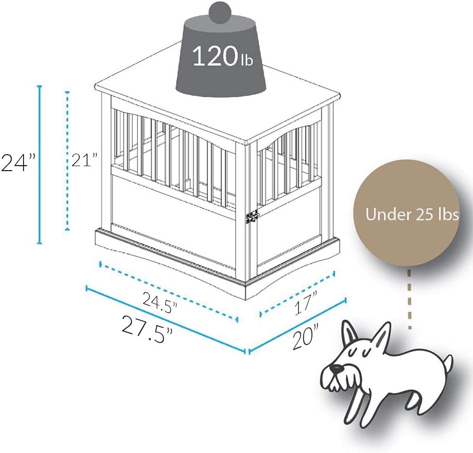 Casual Home Wooden Pet Crate, End Table, Medium, New White