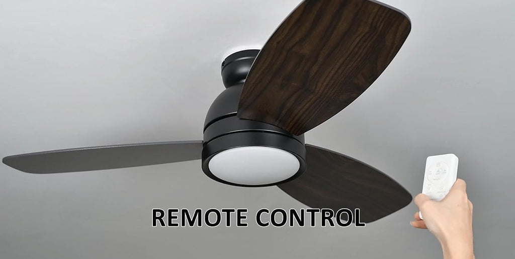 Carro 44' Ceiling Fan with Light Flush Mount, DC 10 Speeds Silent Ceiling Fan with Remote, 3 Light Colors Dimmable LED Ceiling Fan for Living Room, Bedroom, Dark Walnut