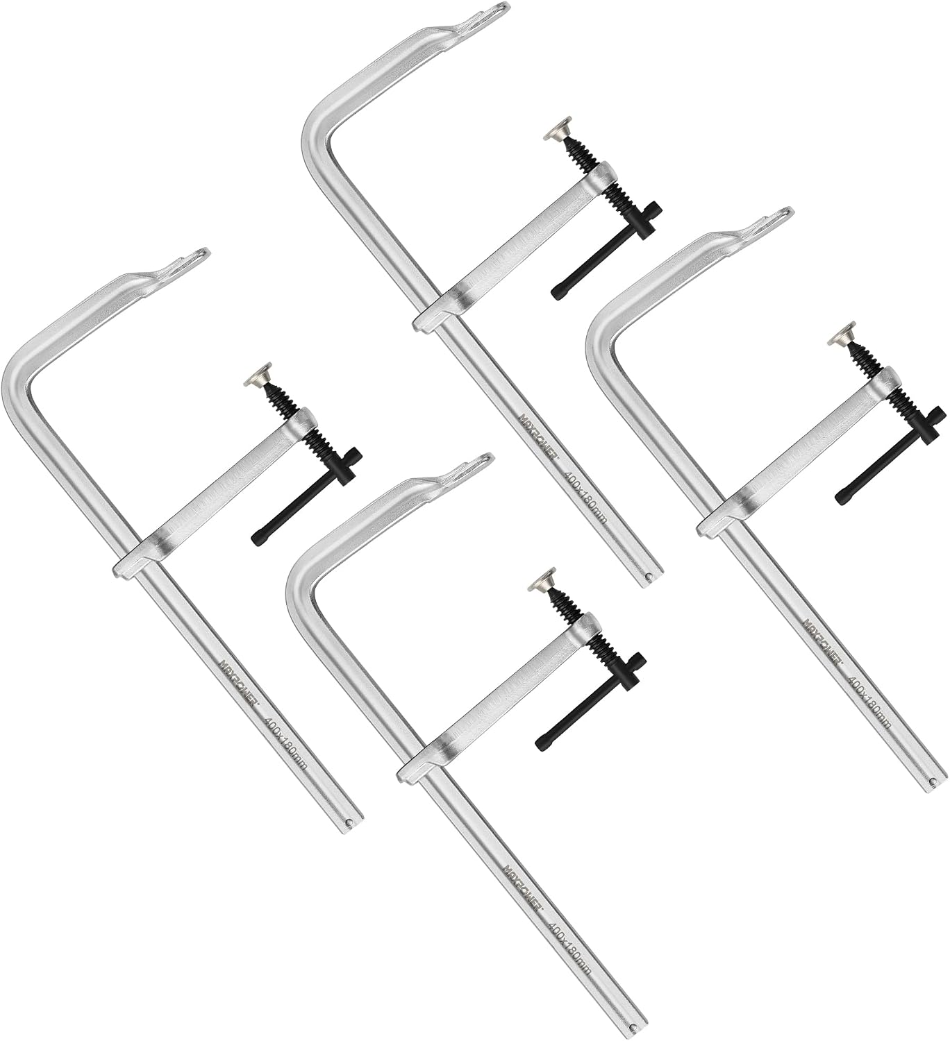 MAXPOWER 15-5/8' x 7-1/8' (400 x 180 mm) Deep Throat F Clamp, Heavy Duty Clamp for Welding, Rail Size 1' x 15/32', Pack of 4