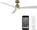 WAC Lighting F-003L-SB/MW Clean 52' Outdoor Ceiling Fan with LED Lights & Remote, Satin Brass/Matte Black